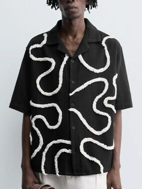 Zara 100% Cotton Short Sleeve Button-Up Shirt